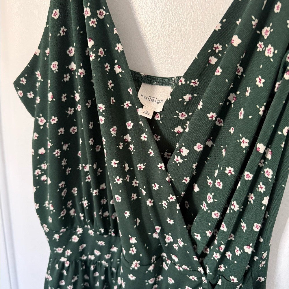 Kaileigh Floral Jumpsuit in Forest Green